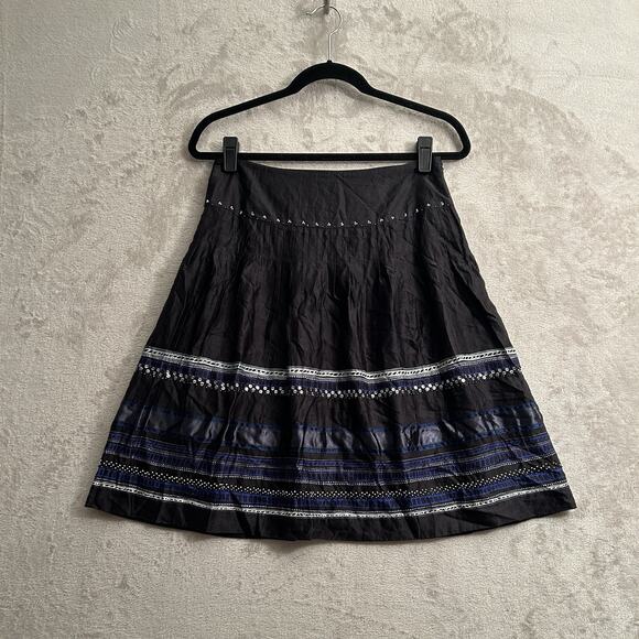 Alfani 4 Petite Beaded Sequin Black Silk and Cotton Sequin and Beaded Skirt - Picture 2 of 6